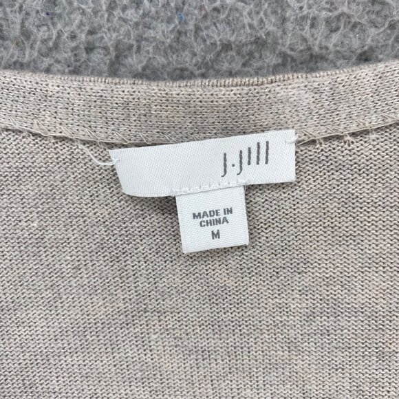 J Jill Sweater Womens Medium Ivory Silk Cashmere Blend Cardigan V Neck Button Up - Picture 5 of 10